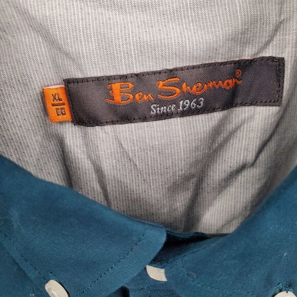 Ben Sherman Palm Tree Shirt Slim Pocket Button Down Short Sleeve Stretch Mens XL - Picture 4 of 10